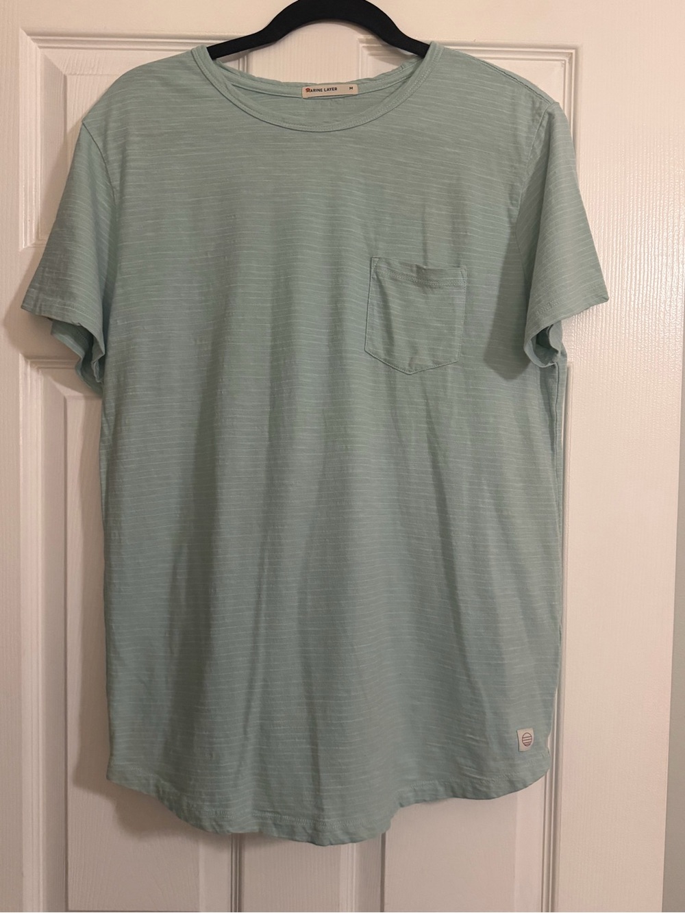 Marine Layer Men’s Aqua Striped Saddle Hem Tee